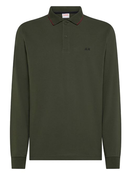 Polo uomo maniche lunghe verde militare SUN 68 | A4510274